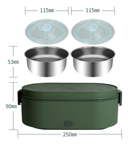 Calentador De Alimentos A Prueba De Fugas, Fiambrera Verde