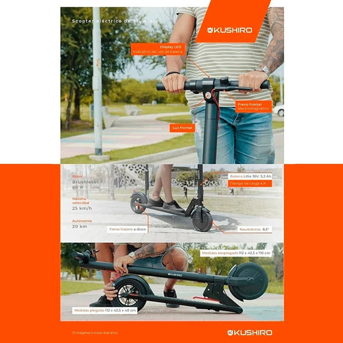 Imagen 3 de 3 de Monopatín Eléctrico Scooter 250w Autonomía 20km Con Display