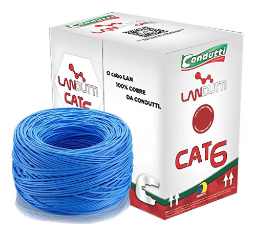 Cabo De Rede Landutti Cat6 4p Cmx 100% Cobre 305m Azul      