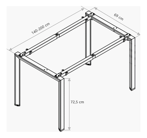 Base De Escritorio Extensible 140 - 200 X 70 Gris Claro Form