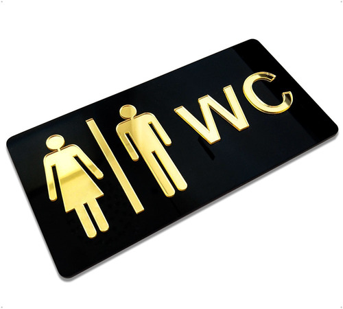 Imagem 1 de 3 de Placa Indicativa Banheiro Masculino E Feminino Wc Acrílico