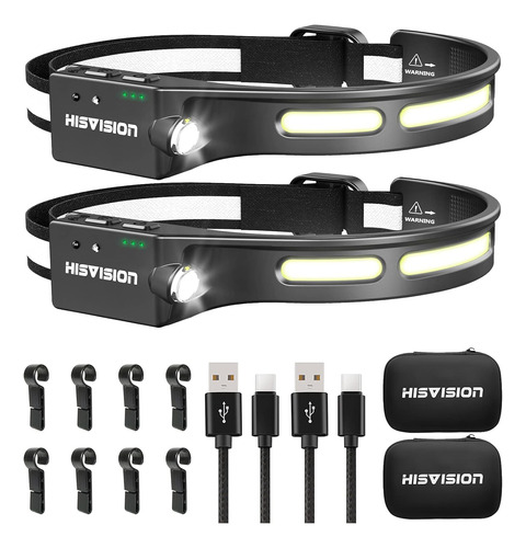 Linterna Frontal Led Recargable Por Usb, Paquete De 2, ...