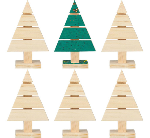 6 Paletas De Madera De Pie Navidad, Árbol De Navidad, ...