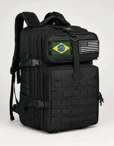 Mochila Tática Militar 50L Bagear Masculina Reforçada Impermeável Preta