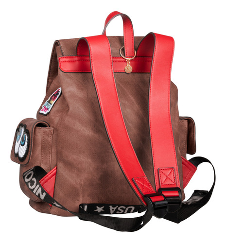 Mochila Nicole Lee De Mezclilla Con Parches Bordados Fw24 Color Café Desert