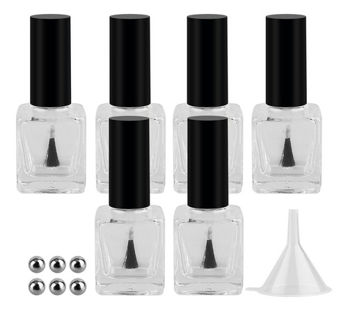 Gther 6pcs 15ml Empty Nail Polish Glass Bottles With Brush C