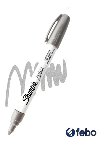 Imagen 3 de 5 de Marcador Sharpie Paint Plateado Metálico X1 Febo