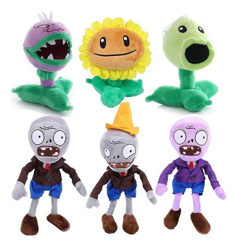 Conjunto De 6 Brinquedos De Pelúcia Plants Vs Zombies Plush