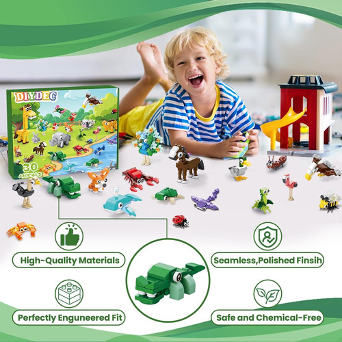 Bloques De Construcción Diydec Animals, Paquete De 30 Unidad