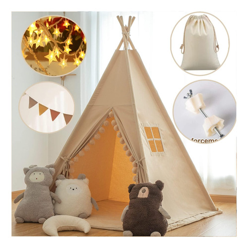 Tienda De Tipias Para Niños Rongfa Con Luces Y Pompones Y De