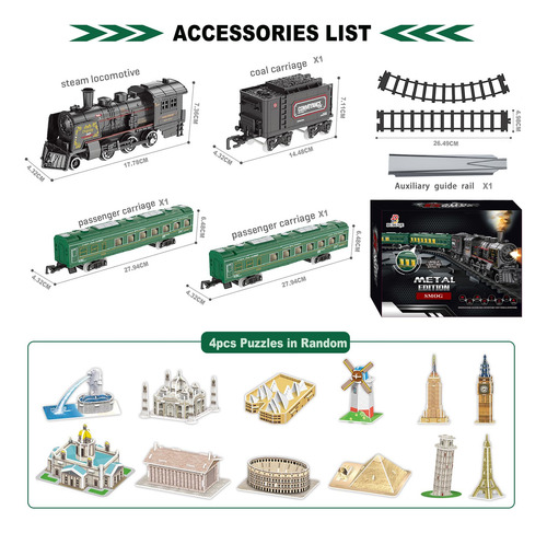 Set De Tren Eléctrico Bubuqe Con Locomotora De Vapor Para Ni