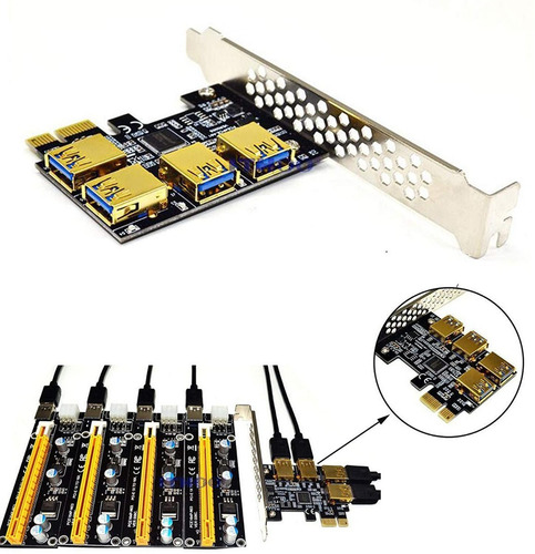 Imagen 6 de 10 de Adaptador Pcie 1x A 4 Usb Multiplicador Riser Mineria Cripto