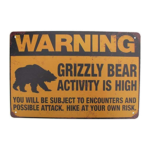 Señal De Advertencia De Actividad De Oso Grizzly De Me...