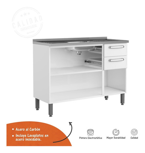 Imagen 4 de 9 de Mueble Base Triple 2 Cajones Gourmet Plus Blanco