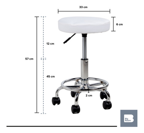 Banco Taburete Neumático Giratorio 360° Con Altura Ajustable Para Consultorio O Salón De Belleza Spa Blanco