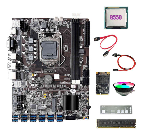 Placa Madre B75 Eth Mining 12xpcie A Usb+cpu+g550+ddr3 De 8