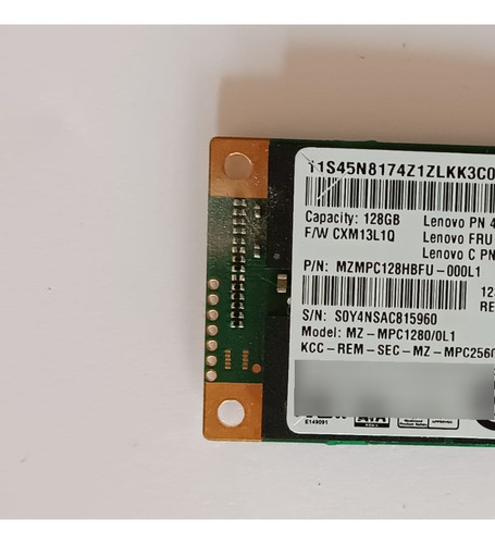 Disco Solido Ssd Msata Lenovo Mz-mpc12800l1 128 G