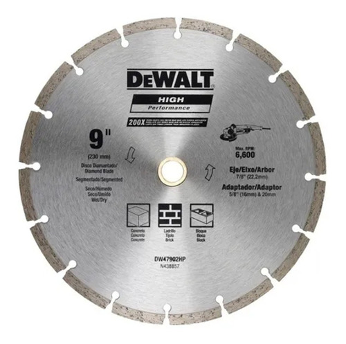 Disco Diamantado Segmentado Dewalt 9pul Dw47902hp