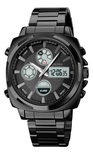 Reloj Hombre Skmei 1673 Acero Alarma Cronometro Elegante Color de la malla Negro/Blanco