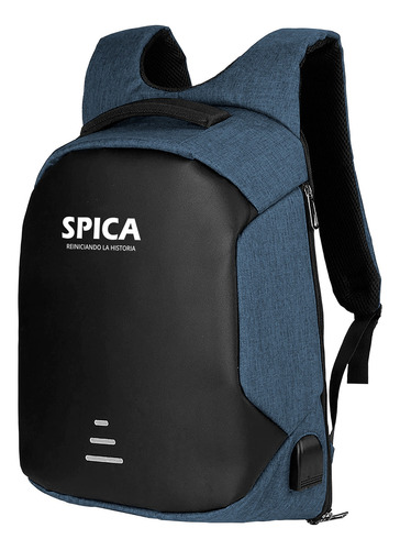 Mochila Antirrobo Impermeable Spica M-20 Usb Porta Notebook Color Azul Diseño de la tela Poliéster