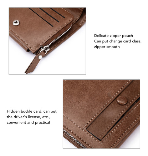 Cartera Vintage Pu Con MĂșltiples Ranuras Para Tarjetas, Piel
