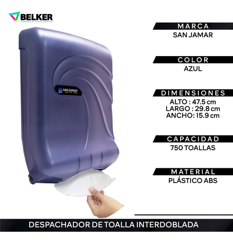 Despachador Toalla Interdoblada 750 Toallas San Jamar 1 Pza