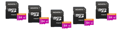 5 Pack - Tarjeta De Memoria Microsd De 64 Gb Adata Premier