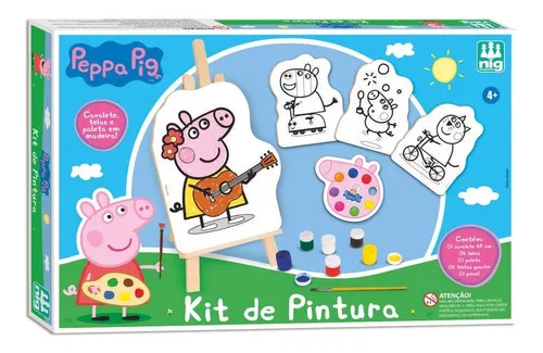 Kit pintura infantil patrulha canina 13 peças cavelete telas