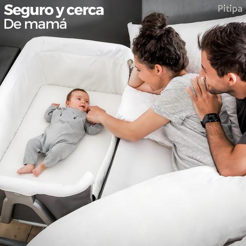 Berço Moises para bebê recém-nascido, fechado com rodas, cor cinza