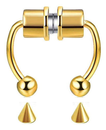Anillo De Nariz Falsa Con Imán De Acero Inoxidable Dorado, A