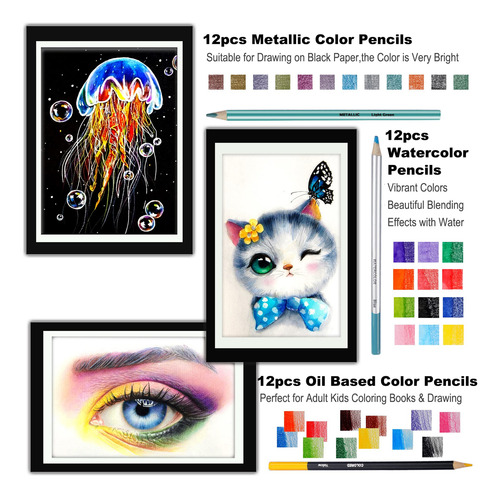 Kit De Dibujo Artístico 76 Piezas Boceto, Tutorial, Lápices,