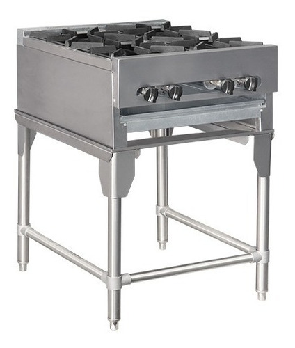 Cocina A Gas Industrial 4 Hornillas De Tope En Acero Inox