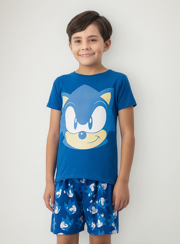 Pijama Sonic Niño Playera Y Short Sonic Con Estampado