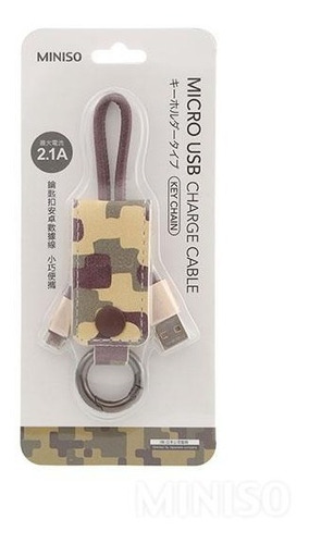 Cable Micro Usb A Usb Con Llavero Camuflado Miniso