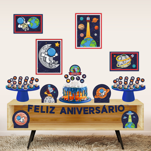 Kit Festa Pronta Decoração Astronauta Espaço - 40 Unid