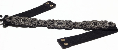 Imagem 3 de 3 de Lindo Cinto Festa Feminino Elástico Preto C/ Faixa De Strass