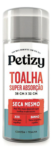 Toalha Super Absorção Pano Multiuso Seca Mesmo Petizy Cor Cinza