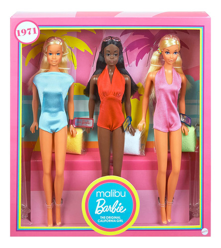 Set De 3 Muñecas Barbie Malibu Edición 1971 (Usado)