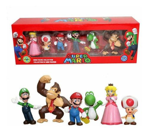 Mario Bros Luigi Yoshi Figuras Colección X6 + Obsequio