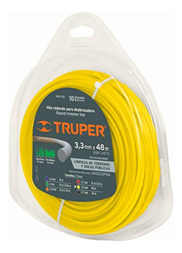 Truper Hlb-130, Hilo Redondo Para Desbrozadora, 48 M Largo,