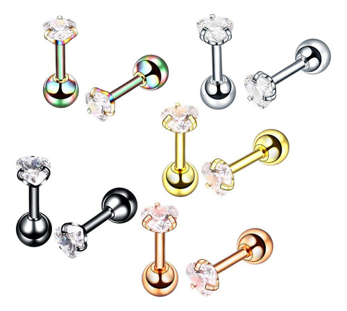 Paquete Piezas Color Mezclado Acero Inoxidable Barbell Lip