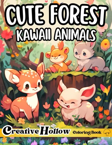 Libro: Cute Forest Kawaii Animals Coloring Book: 25+ Kawaii