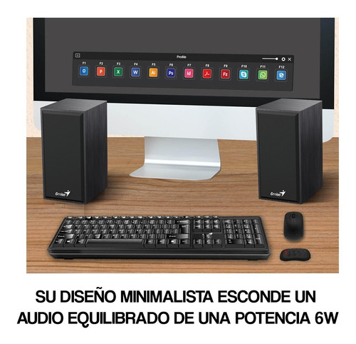 Imagen 6 de 7 de Parlantes Genius Sp Hf180 De Madera Stereo Usb + Jack 3.5mm