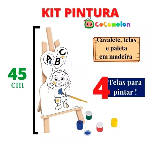 Kit Pintura Infantil Cocomelon C/cavalete 4 Telas 0514- Nig