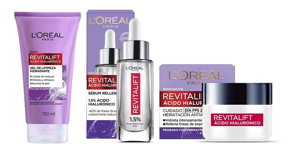 Kit L'oréal Paris Ácido Hialurónico Gel + Crema Día + Sérum