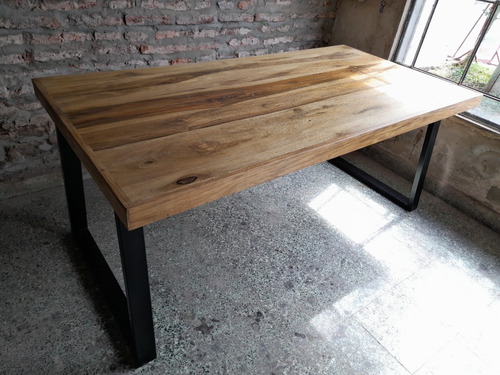 Mesa Living Comedor Industrial Hierro Y Madera Dura Petiribí