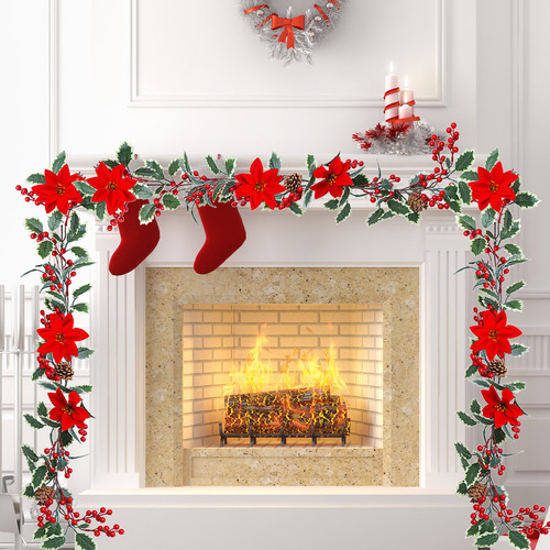 Decoración Navideña G, Arreglo De Pared Con Frutos Rojos Chr