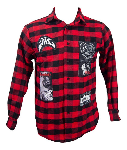 Camisa Leñadora Parches Invierno Frisa Escocesa Misfits Rock