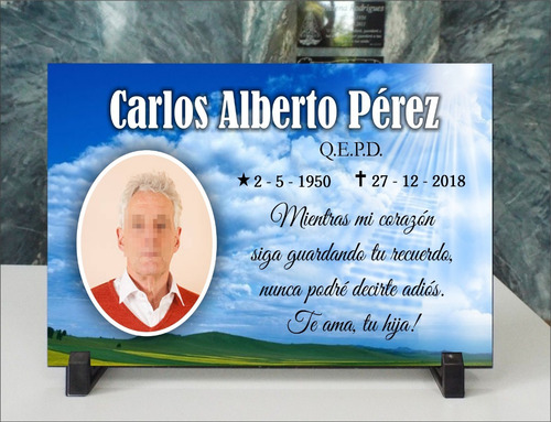 Imagen 3 de 5 de Placa Cementerio Recordatoria Con Foto Acrílica 30x20 Pc101