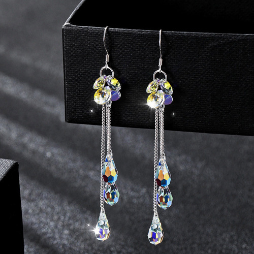 Para Pendientes Largos De Cristal Trend S Simple Color Para
